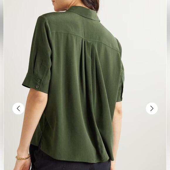 NWOT NEW Frame Green Silk Crepe Shirt - Picture 4 of 8